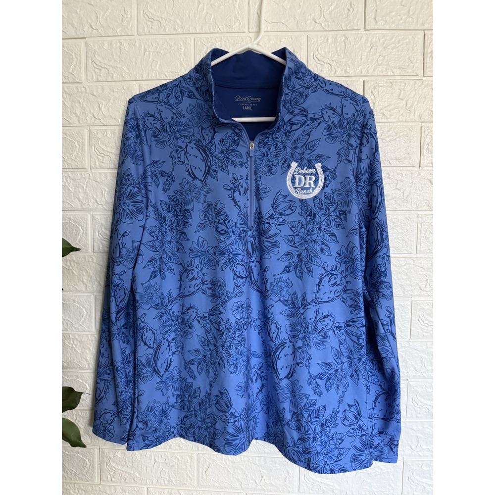 Good Good Golf Half Zip Jacket Dobson Ranch Logo Blue Womens Size L